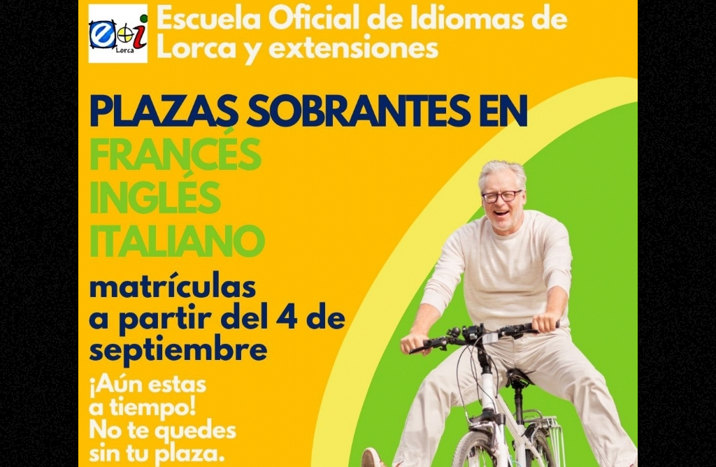 Abierto el plazo de matrícula para las plazas vacantes en la EOI de Lorca y su extensión de Totana